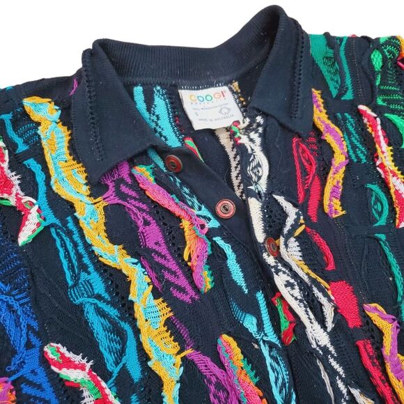 COOGI Australia Sweater Unisex Small Colorful 3D Knit Cosby 80s Cotton Collar - Picture 1 of 12